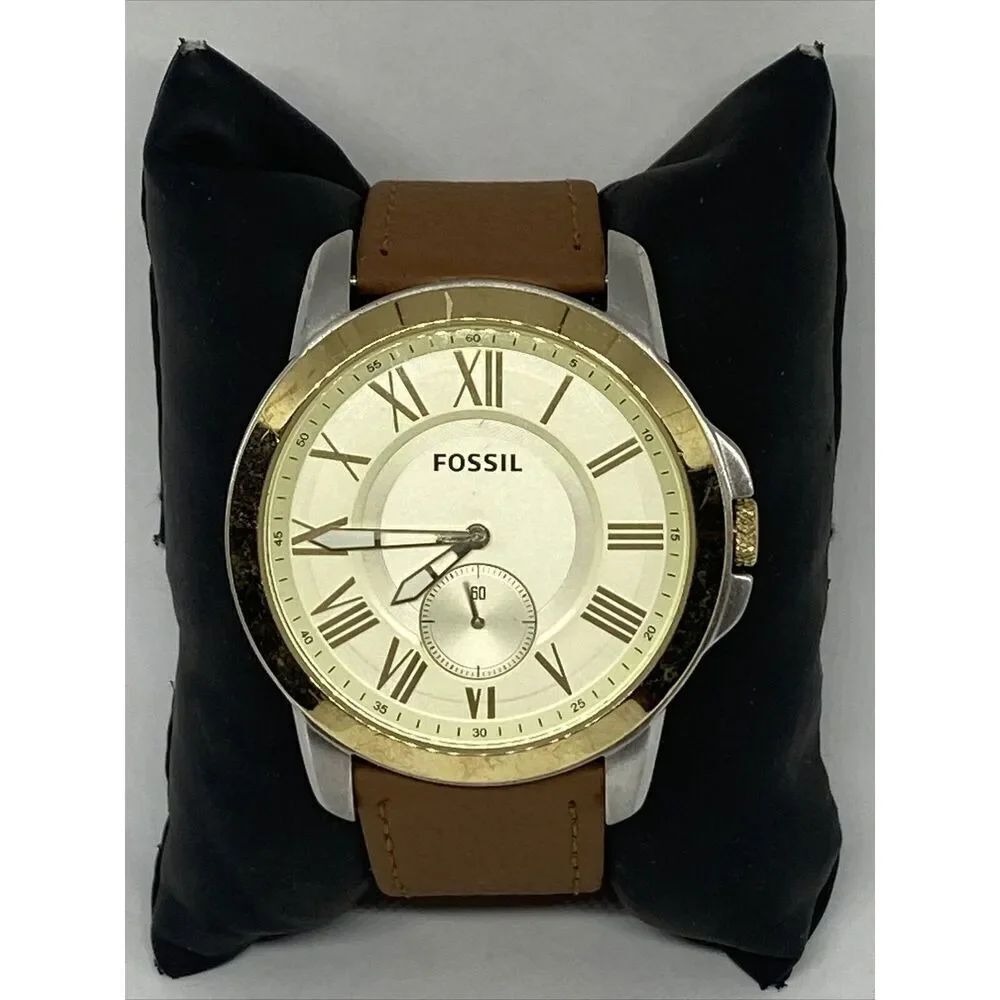 Fossil FS5026 Men's Brown Leather Analog Dial Quartz Genuine Watch WO59
